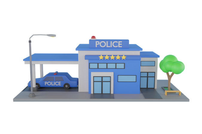 Police Station Building  3D Illustration