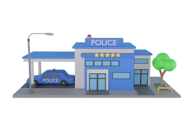 Police Station Building 3D Illustration