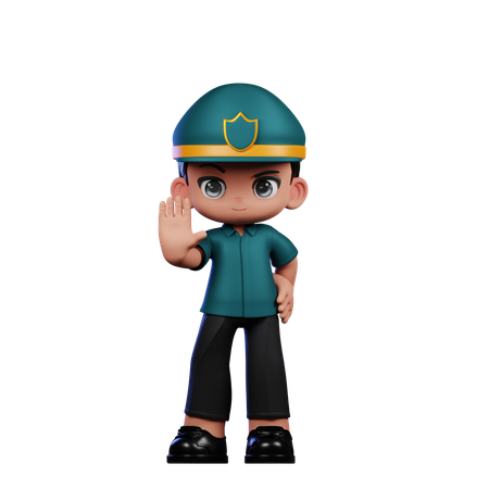 Policeman Doing The Stop Sign  3D Illustration