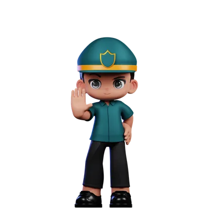 Policeman Doing The Stop Sign  3D Illustration