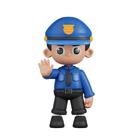 Policeman Doing The Stop Sign  3D Illustration