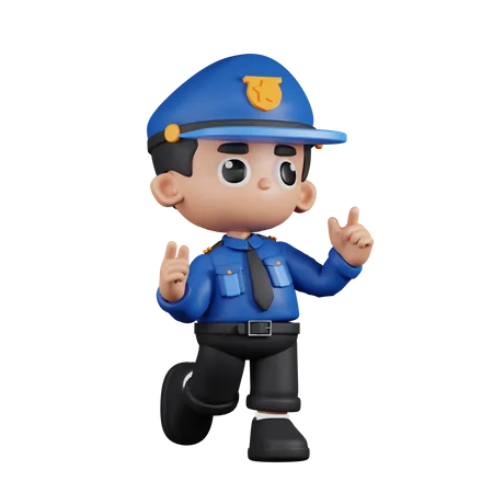 Policeman Feeling Happy  3D Illustration