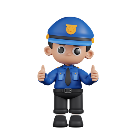 Policeman Giving A Thumb Up  3D Illustration