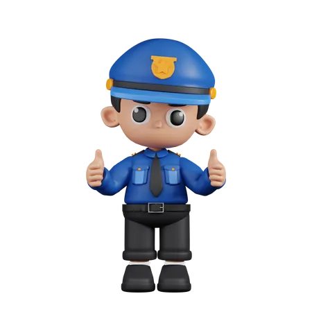 Policeman Giving A Thumb Up  3D Illustration