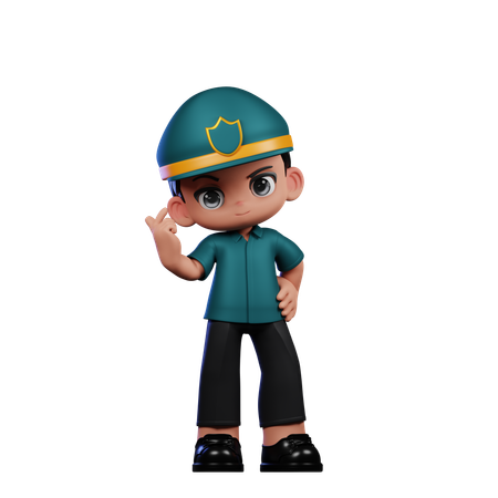 Policeman Giving Mini Love  3D Icon
