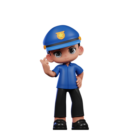 Policeman Giving Mini Love  3D Illustration