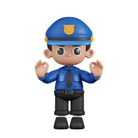 Policeman Giving Ok Hand Gesture  3D Illustration