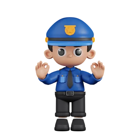 Policeman Giving Ok Hand Gesture  3D Illustration