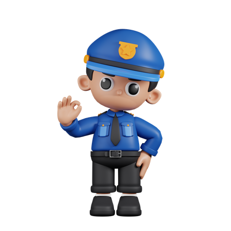 Policeman Giving Ok Sign  3D Illustration