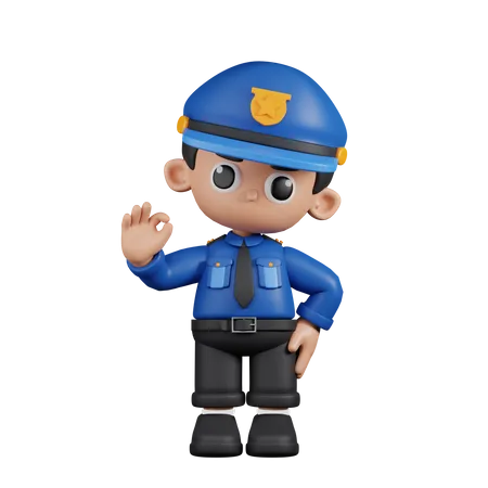 Policeman Giving Ok Sign  3D Illustration