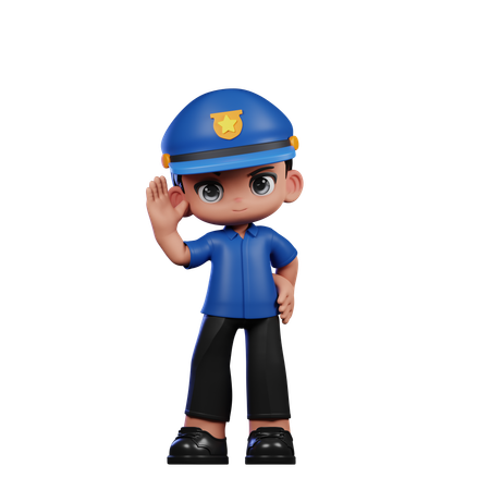 Policeman Greeting  3D Icon