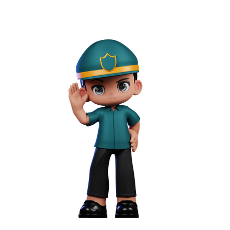 Policeman Greeting  3D Icon