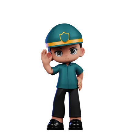 Policeman Greeting  3D Illustration