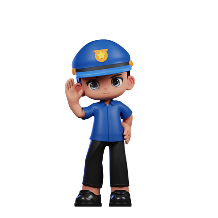 Policeman Greeting  3D Illustration