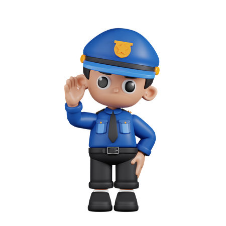 Policeman Greeting  3D Illustration