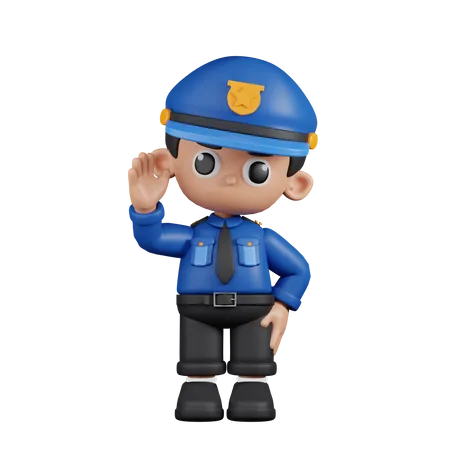 Policeman Greeting  3D Illustration