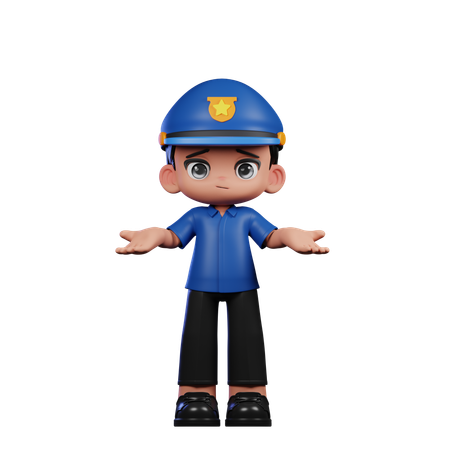 Policeman Has No Idea  3D Illustration