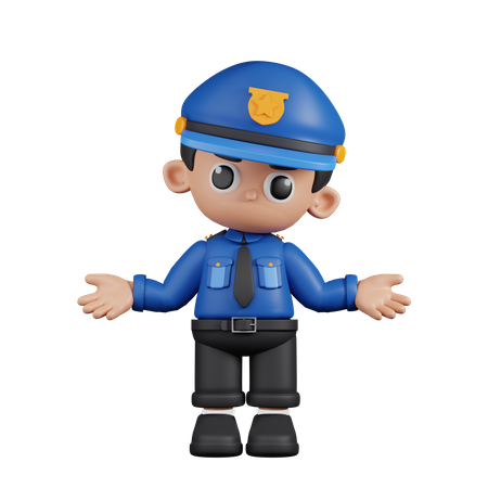 Policeman Has No Idea  3D Illustration