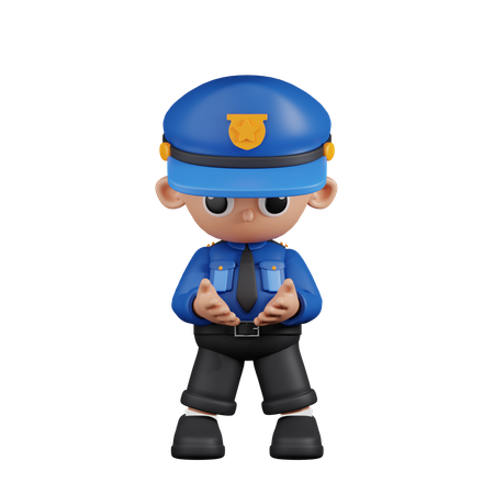 Policeman Holding Something  3D Illustration