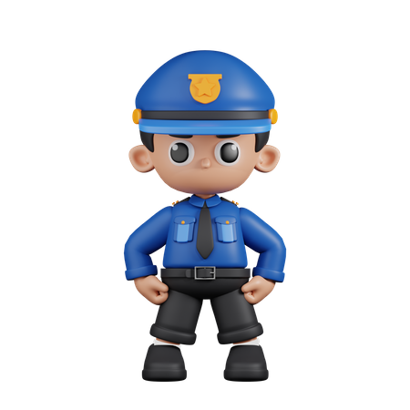 Policeman In Hero Stance  3D Illustration