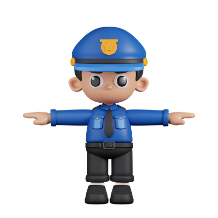 Policeman In T Pose  3D Illustration