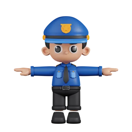 Policeman In T Pose  3D Illustration
