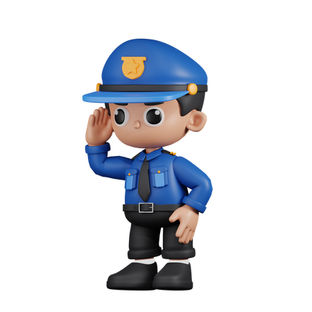 Policeman Looking  3D Illustration