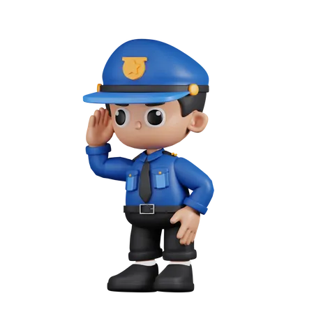 Policeman Looking  3D Illustration
