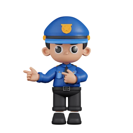 Policeman Pointing Fingers In Direction  3D Illustration