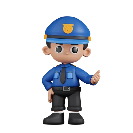 Policeman Pointing Next  3D Illustration