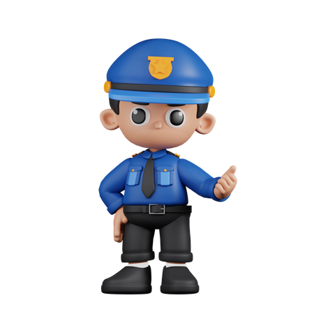 Policeman Pointing Next  3D Illustration