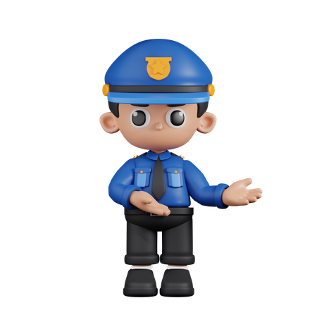 Policeman Pointing To Something  3D Illustration