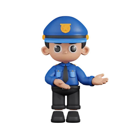 Policeman Pointing To Something  3D Illustration