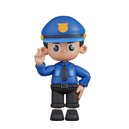 Policeman Pointing Up  3D Illustration