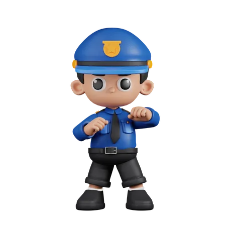 Policeman Ready To Fight  3D Illustration
