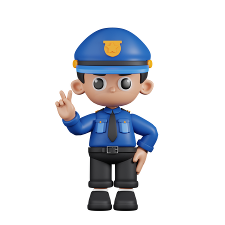 Policeman Showing Peace Sign  3D Illustration