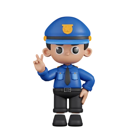 Policeman Showing Peace Sign  3D Illustration