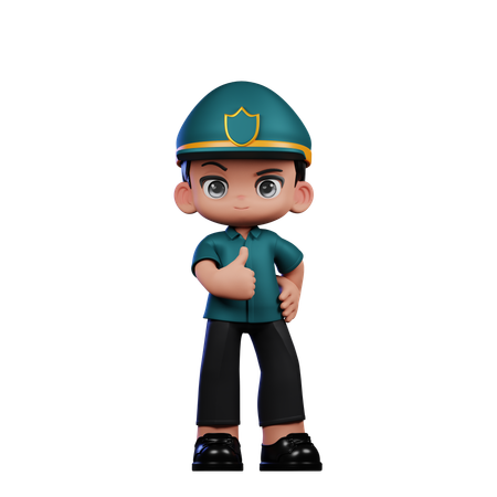 Policeman Showing Thumbs Up  3D Icon