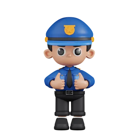 Policeman Showing Thumbs Up  3D Illustration