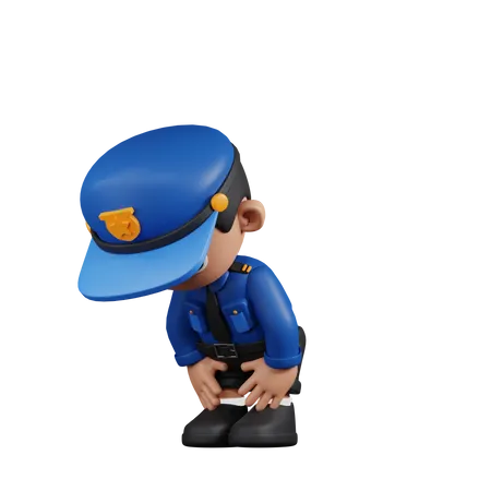 Policeman Taking A Break  3D Illustration