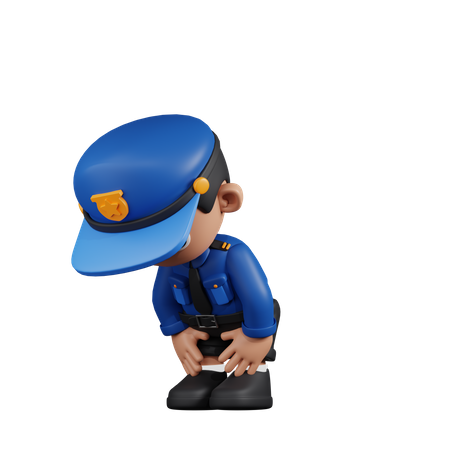 Policeman Taking A Break  3D Illustration