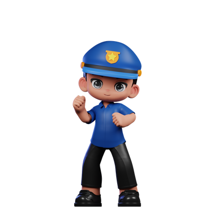 Policeman With Congrats  3D Illustration