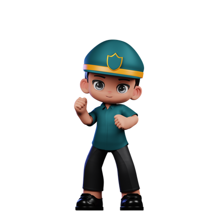 Policeman With Congrats  3D Illustration