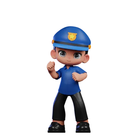 Policeman With Congrats  3D Illustration