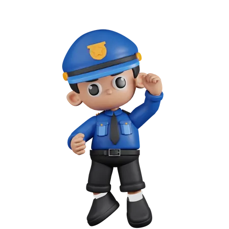 Policeman With Congrats  3D Illustration