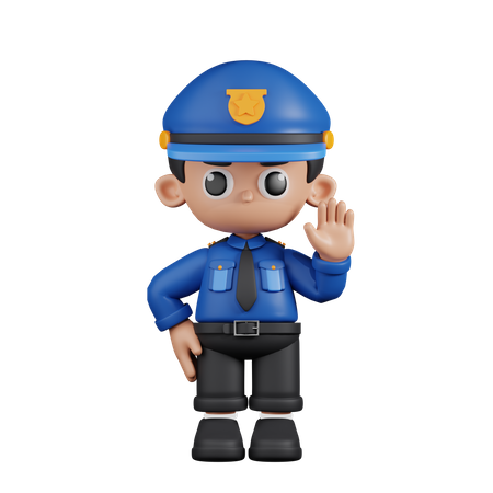 Policeman With Hands Up  3D Illustration