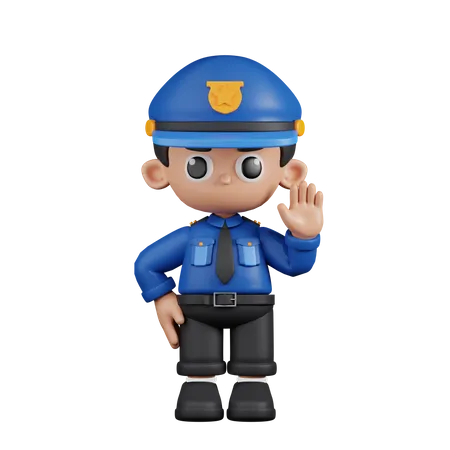 Policeman With Hands Up  3D Illustration