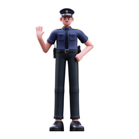 Policía agitando la mano  3D Illustration