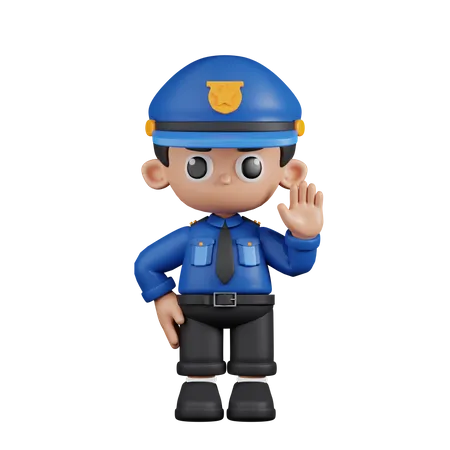 Policía con las manos arriba  3D Illustration