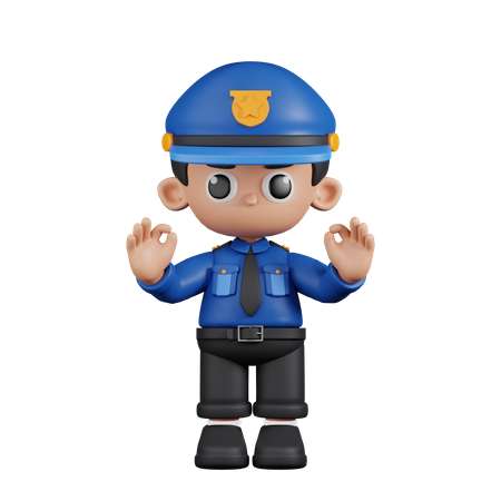 Policía dando gesto con la mano Ok  3D Illustration